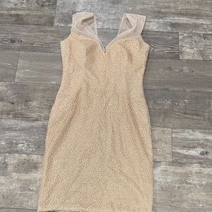 Elegant Beige Sleeveless Dress